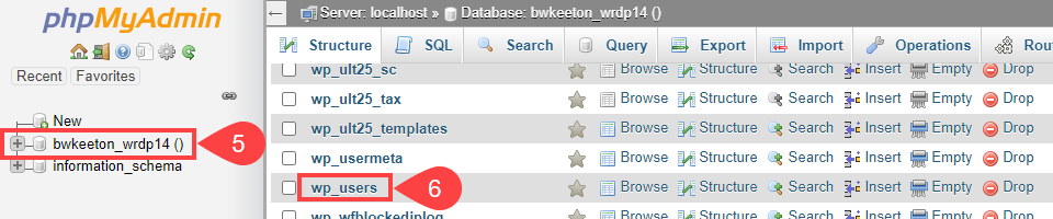 base de datos wp_users para contraseñas