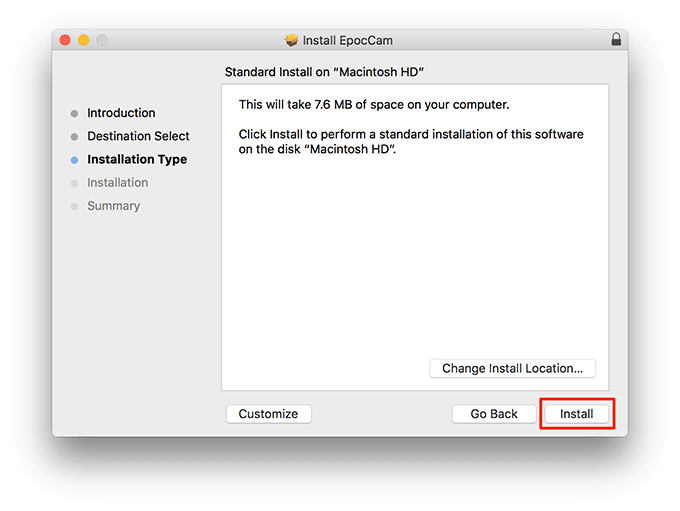 Botón de instalación