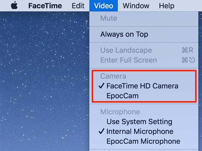 Seleccione la aplicación en la sección Cámara