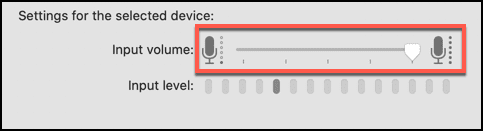 Control deslizante de volumen de entrada