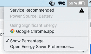 Advertencia de batería de servicio