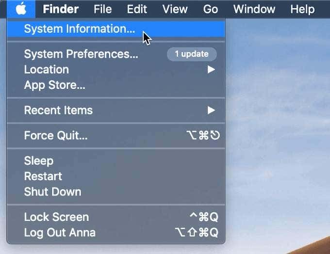 Menú de información del sistema