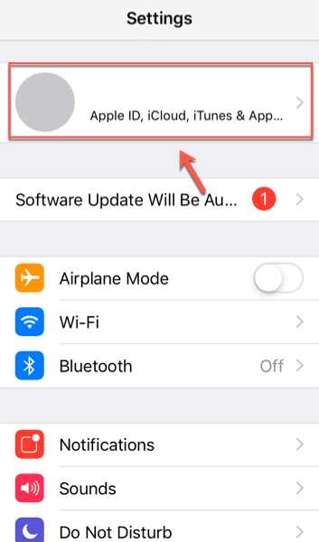 Menú ID de Apple en Configuración