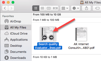 El archivo PDF seleccionado en la ventana Todos mis archivos