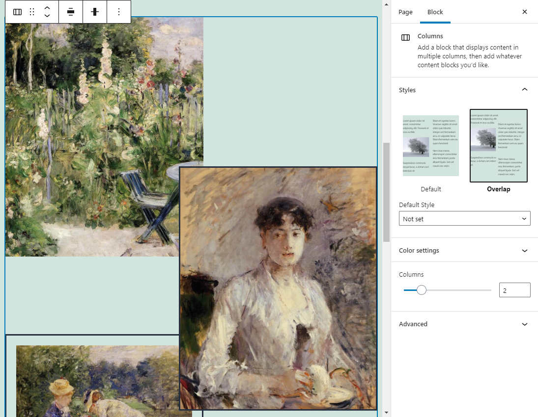 Selección de un estilo superpuesto para columnas