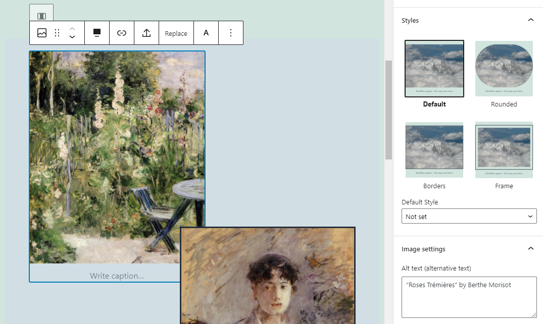 Cambia el estilo de la imagen con el Editor de bloques