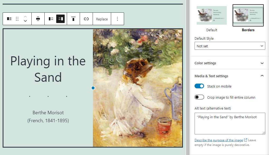 Configuración de patrones con el Editor de bloques