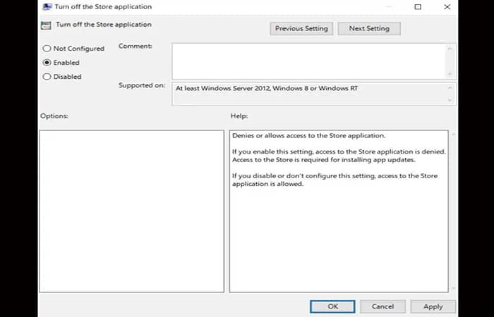 Apague la tienda de Microsoft