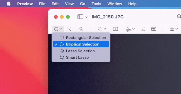 Selección elíptica en herramientas de selección