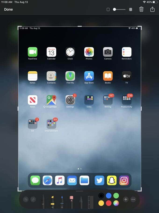 Ventana de edición de capturas de pantalla