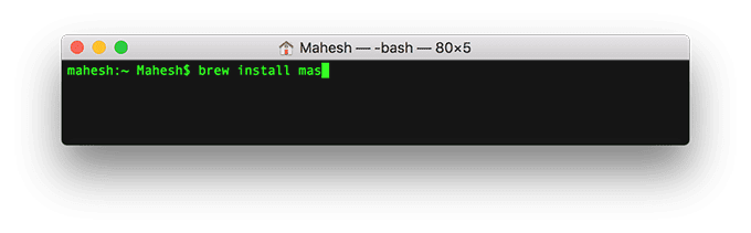 Terminal z poleceniem: brew install mas