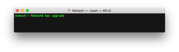 Okno terminala z poleceniem aktualizacji plus