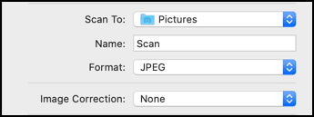 Opciones de menú Escanear a