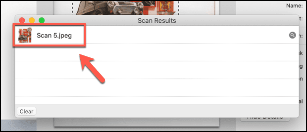 Ventana de resultados de escaneo
