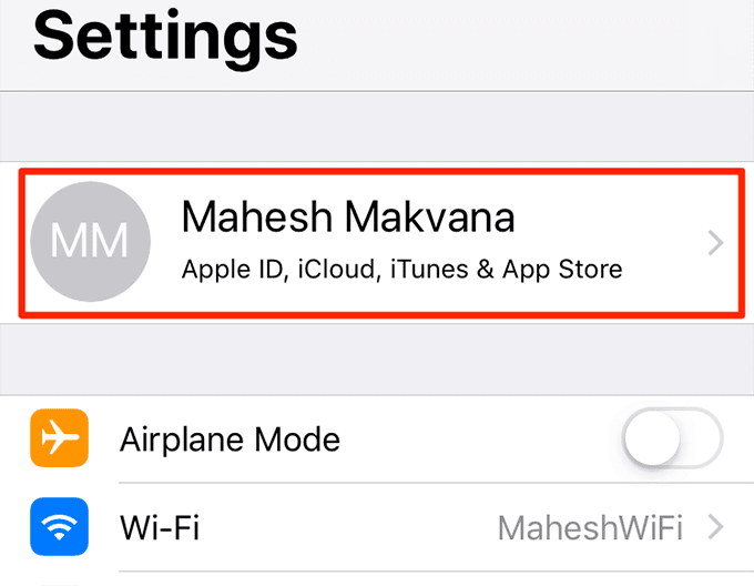 ID de Apple en Configuración