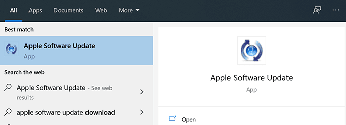 Actualización de software de Apple en el Administrador de actualizaciones de Windows
