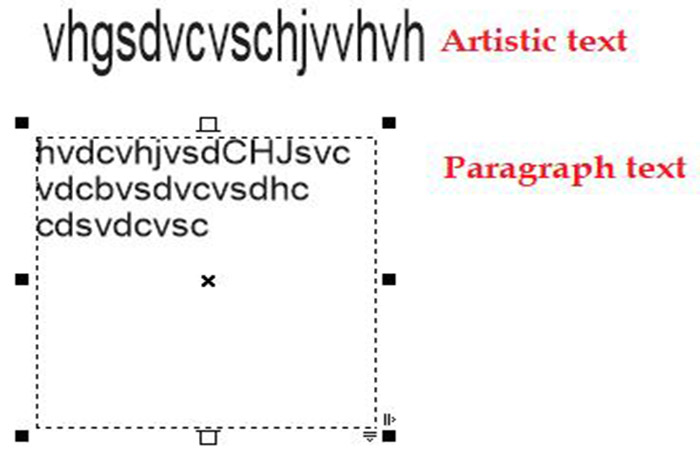 Elegir el objeto de texto en CorelDraw