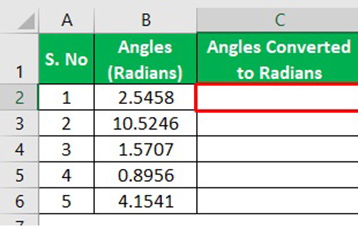 Función grados en Excel 