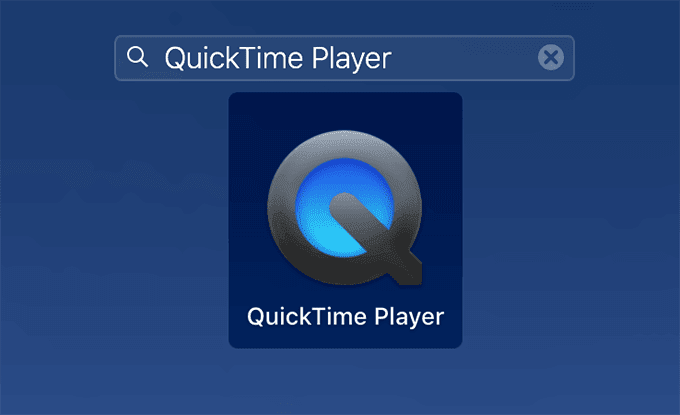 QuickTime Player en la barra de búsqueda