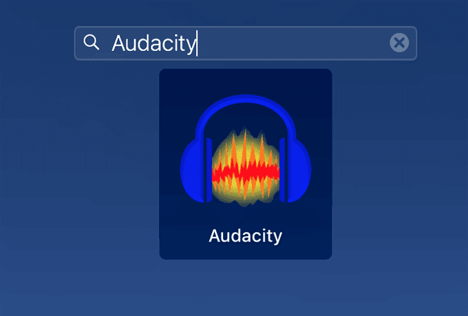 Audacity en la barra de búsqueda