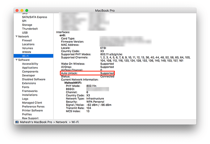 Desbloqueo automático en Wi-Fi