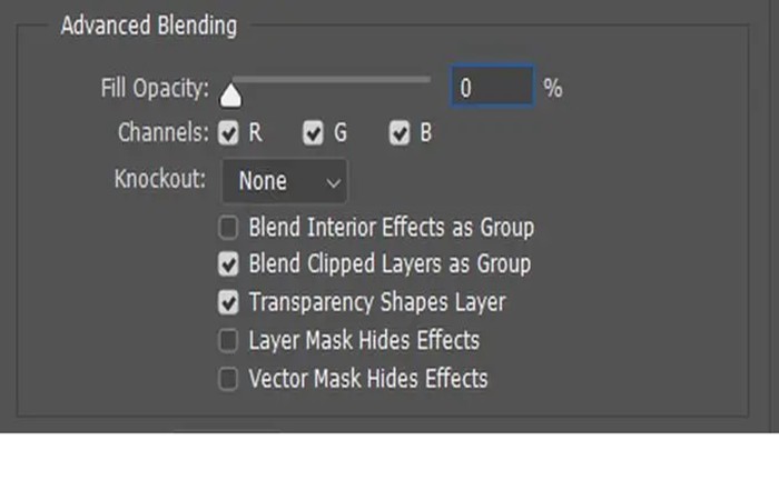 Llena la opacidad a cero
