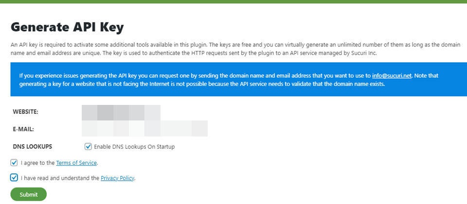Confirmar la clave API