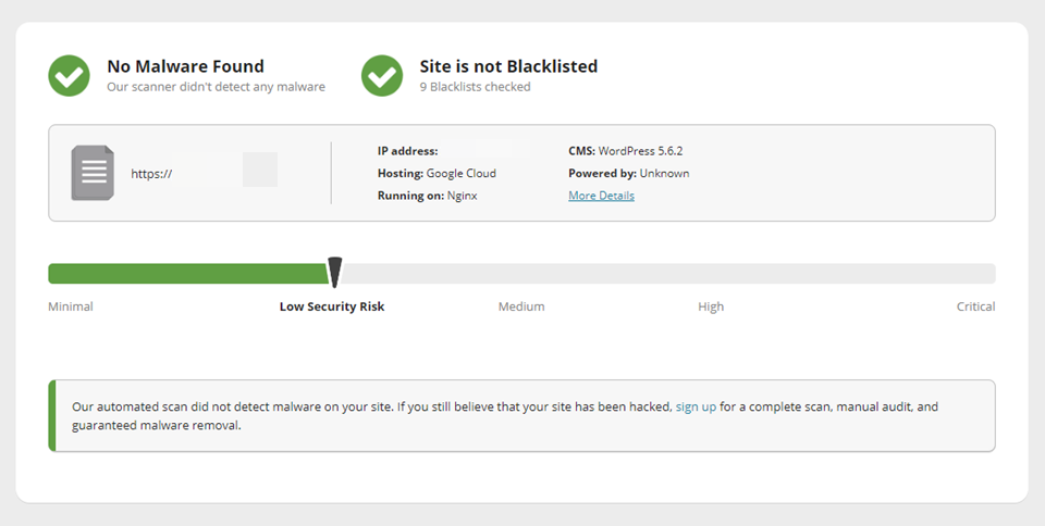 Escaneo remoto del sitio sucuri