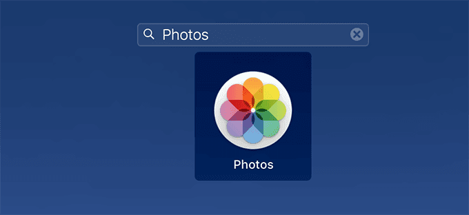 Aplicación de fotos en la barra de búsqueda