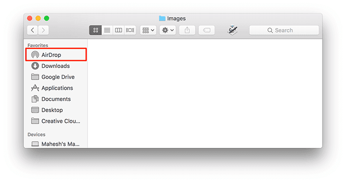 AirDrop en el buscador