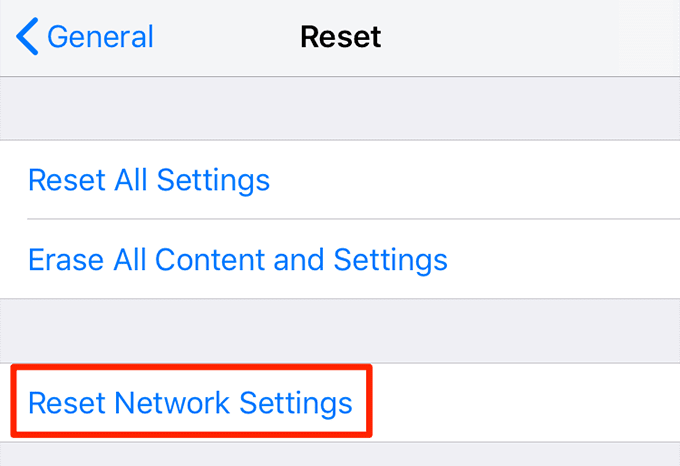 Restablecer configuración de red en Restablecer