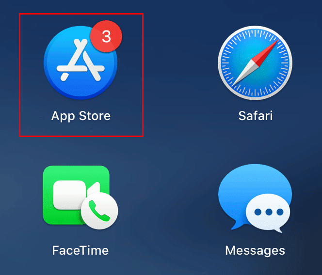 Ícono de App Store resaltado en Launchpad