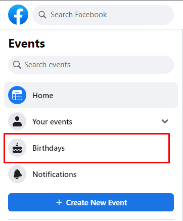 Haga clic en Cumpleaños | qué pasó con los cumpleaños en Facebook | activar/desactivar las notificaciones de Facebook