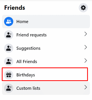 Haga clic en Cumpleaños en el panel izquierdo