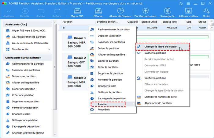 selecciona Avanzado > Cambiar letra de unidad.