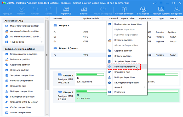 selecciona Formatear partición