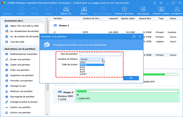 selecciona Formatear partición