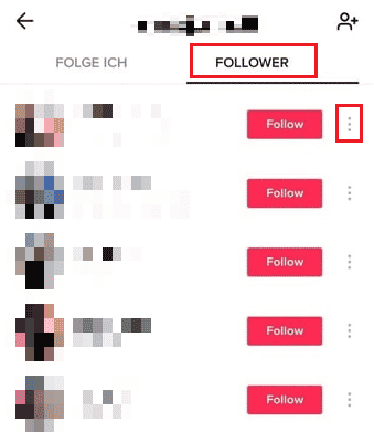Toca el icono de tres puntos del perfil deseado en la sección SEGUIDORES