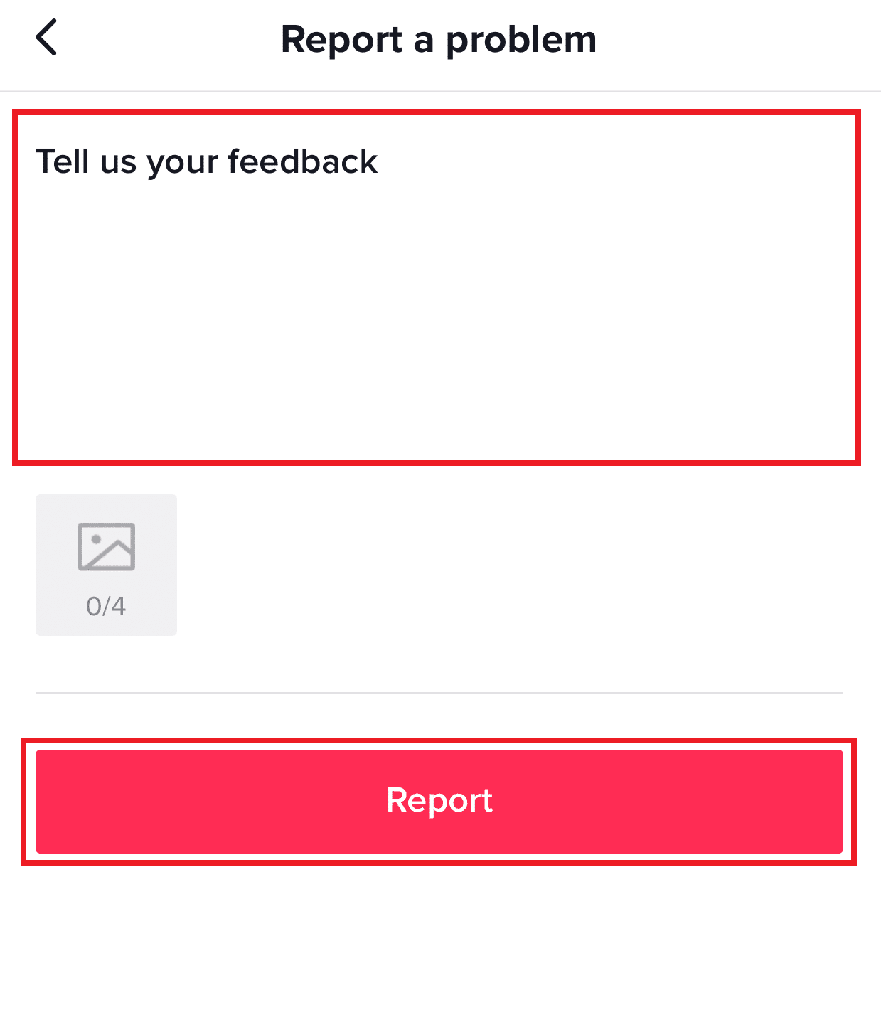 Escribe tu problema en Cuéntanos tus comentarios y toca Reportar |  ¿Puedes ver quién te denunció en TikTok?