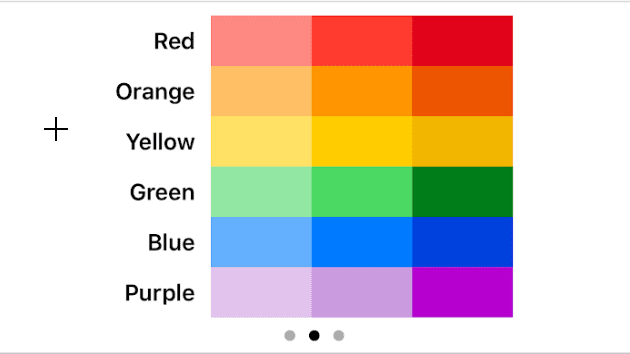 Los filtros de color muestran diferentes opciones de color.
