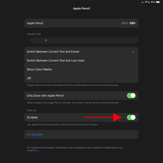 Cambio de garabato en Apple Pencil