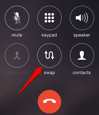 Botón de intercambio en la aplicación Teléfono