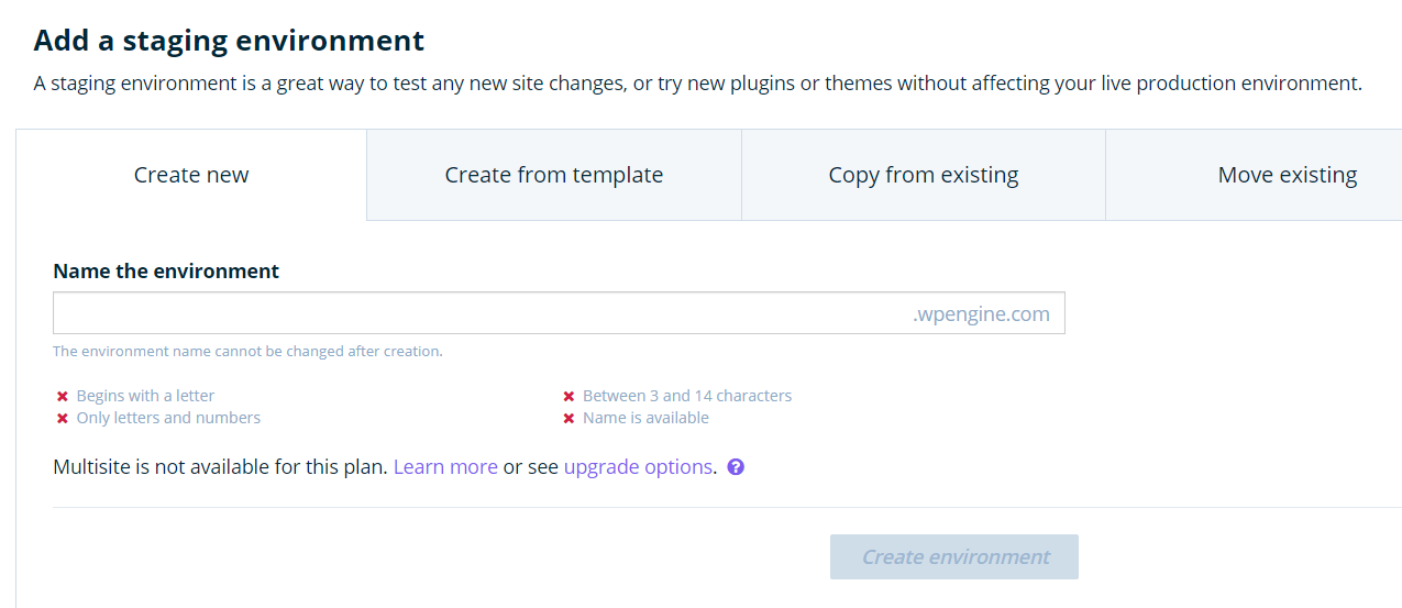 Agregar una página de preparación en WP Engine