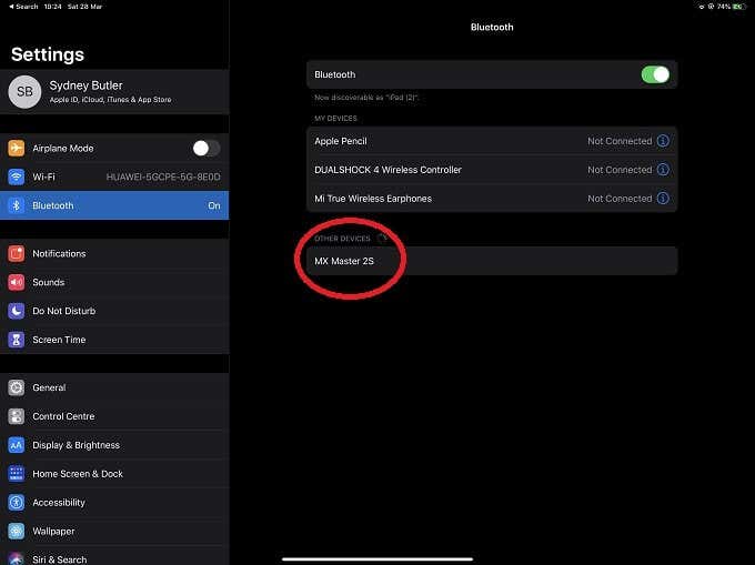 Dispositivo Bluetooth en la ventana de Bluetooth