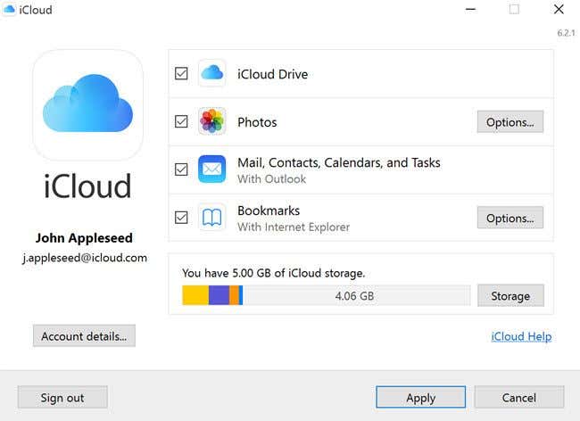 Ventana de almacenamiento de iCloud