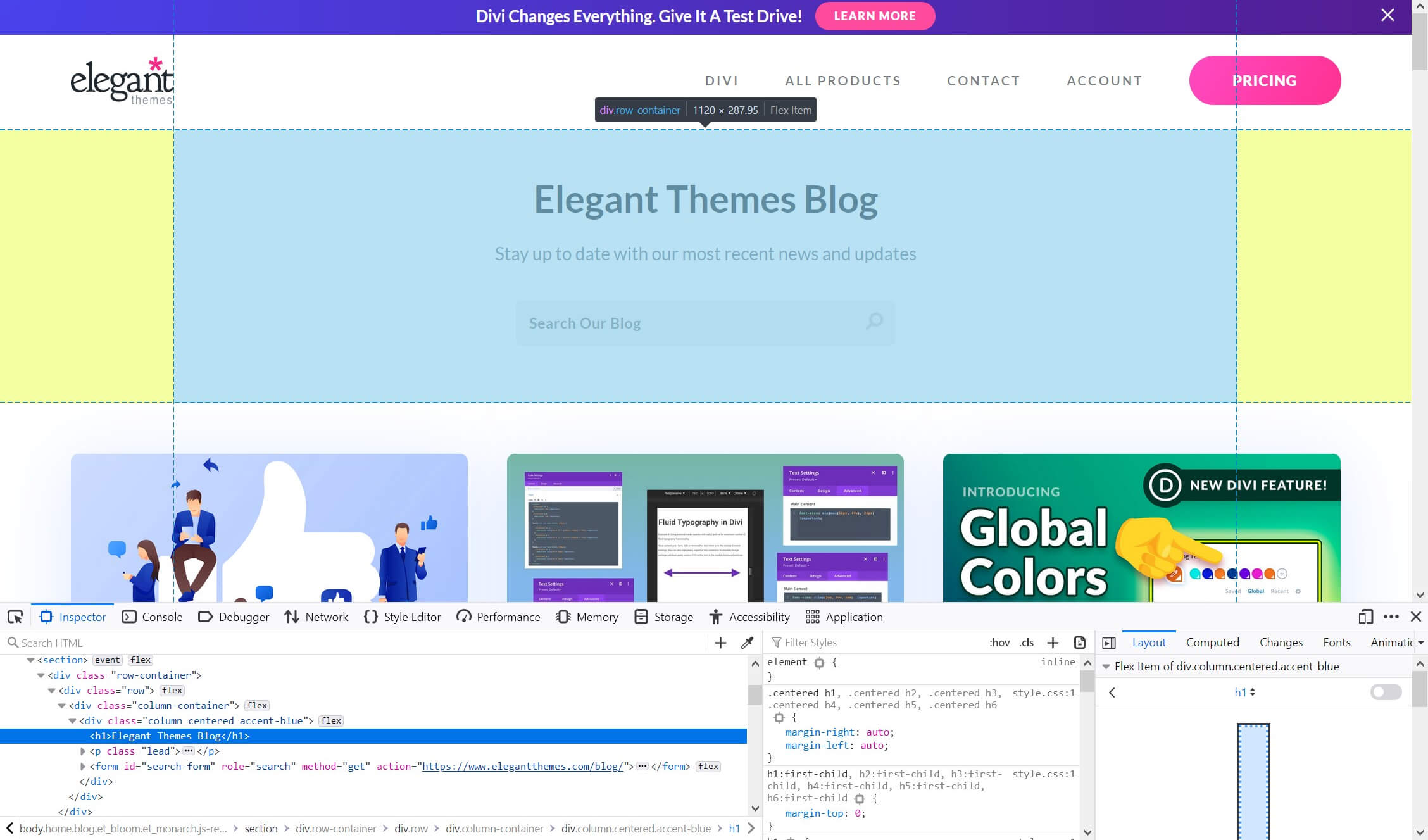Elemento de inspección de Firefox.