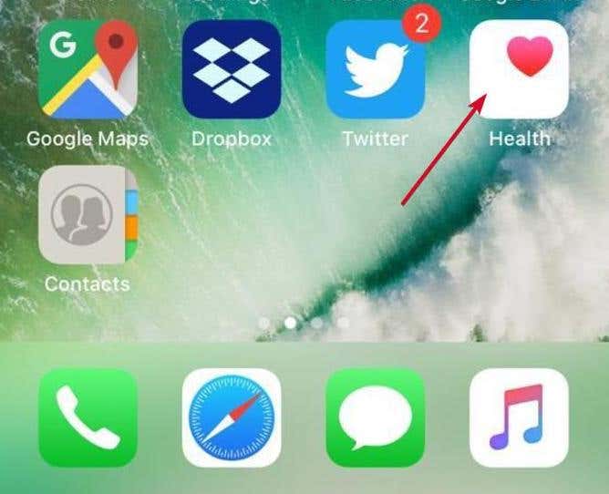 Aplicación de salud indicada en la pantalla del iPhone