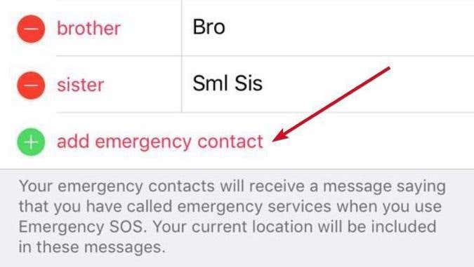 Agregar contacto de emergencia en la aplicación de identificación médica