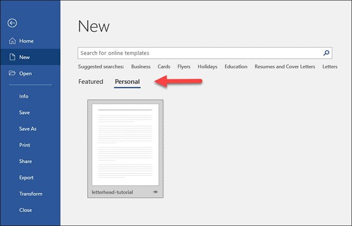 Guardar la plantilla de membrete