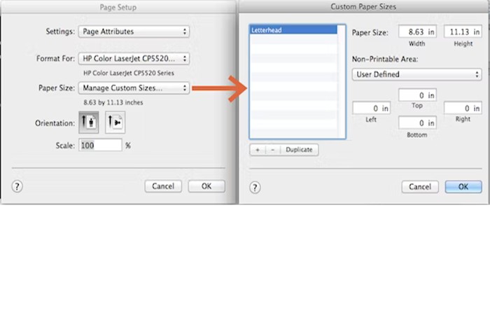 configura las áreas no imprimibles en "Definido por el usuario".
